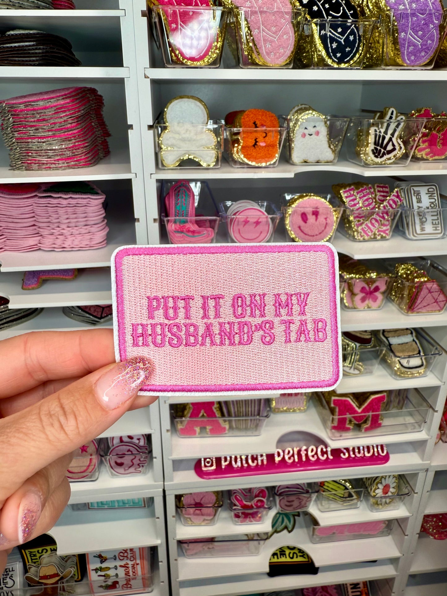 Put It On My Husbands Tab Iron On Patch