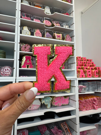 Hot Pink Chenille Letter Patches