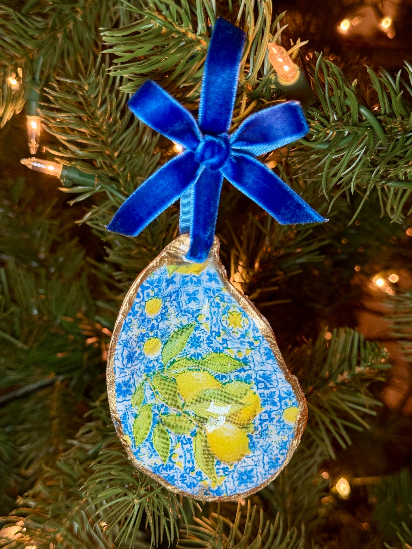 Lemon Oyster Shell Ornament