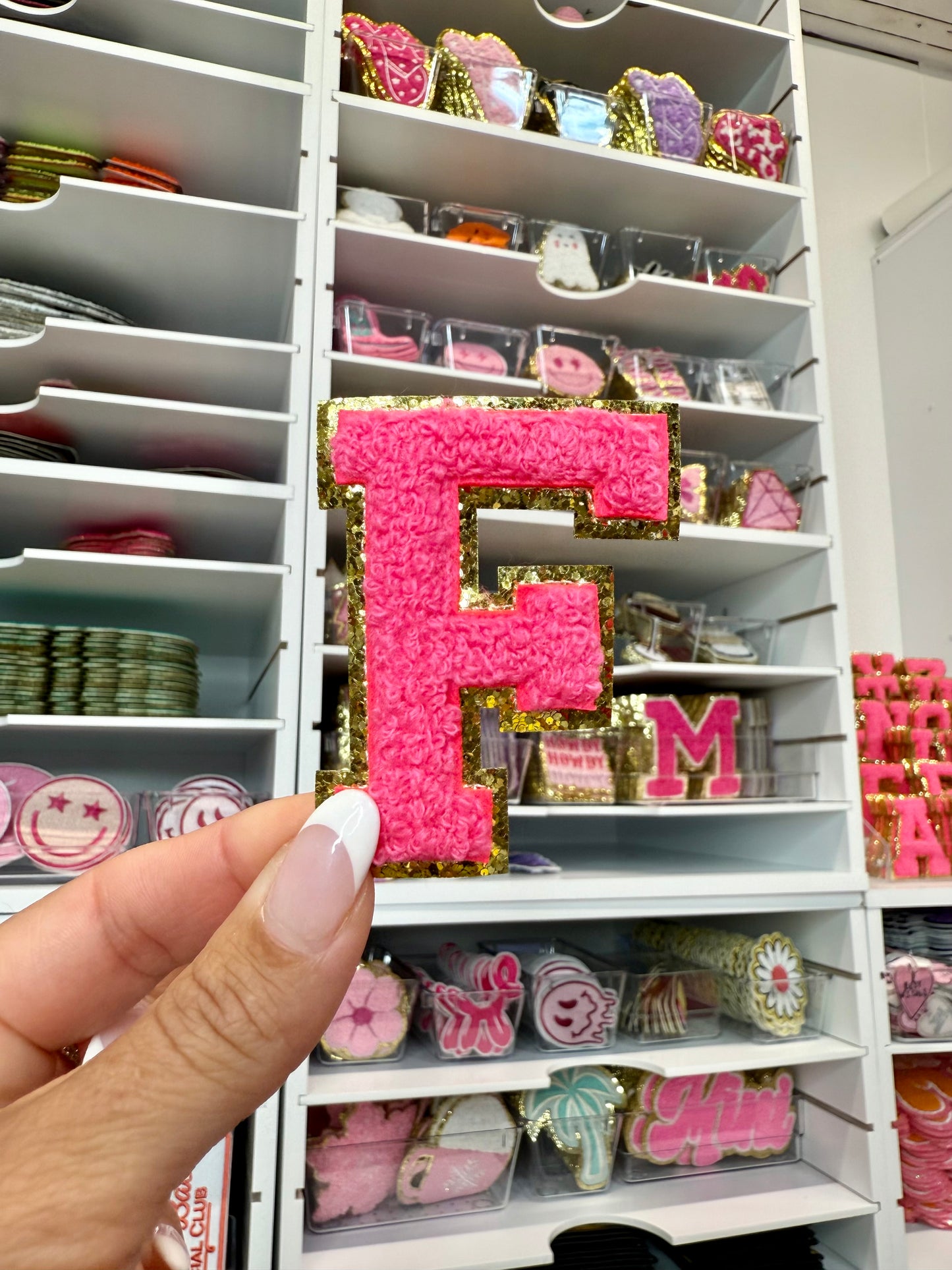 Hot Pink Chenille Letter Patches