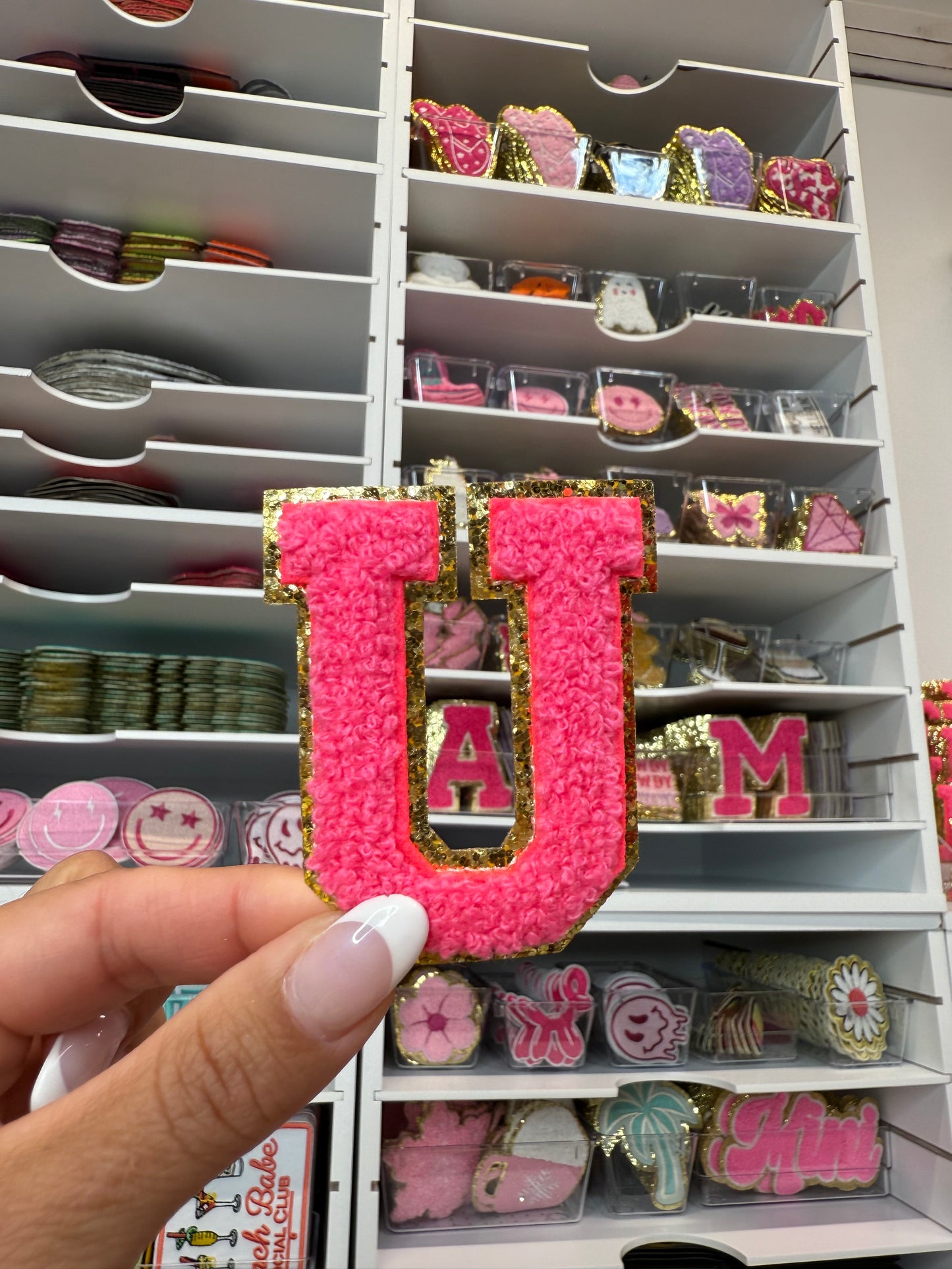 Hot Pink Chenille Letter Patches