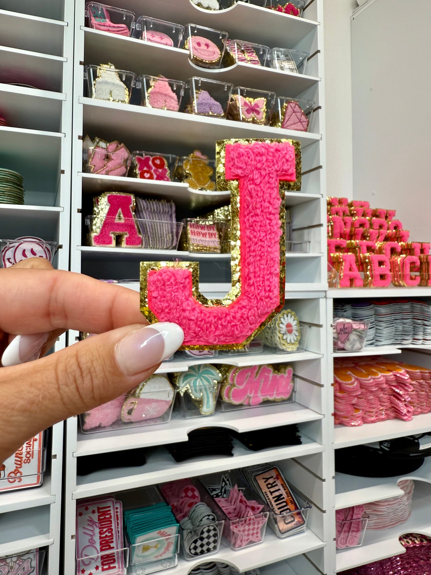 Hot Pink Chenille Letter Patches