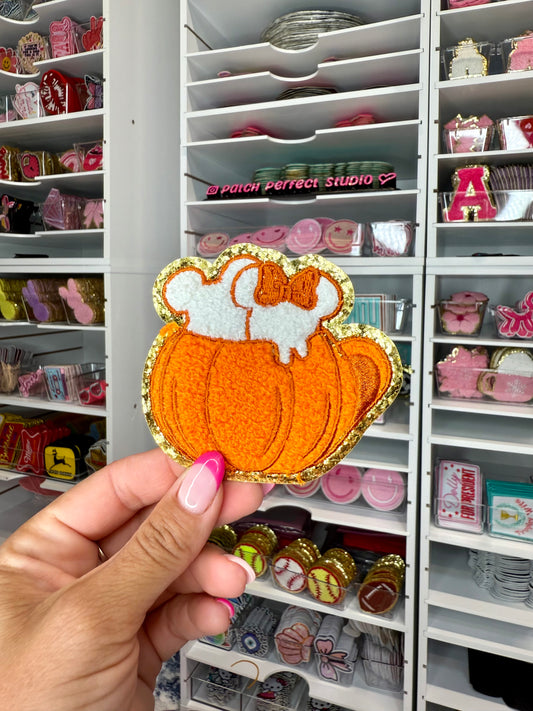 Pumpkin Minnie and Mickey Chenille Patch