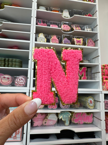 Hot Pink Chenille Letter Patches