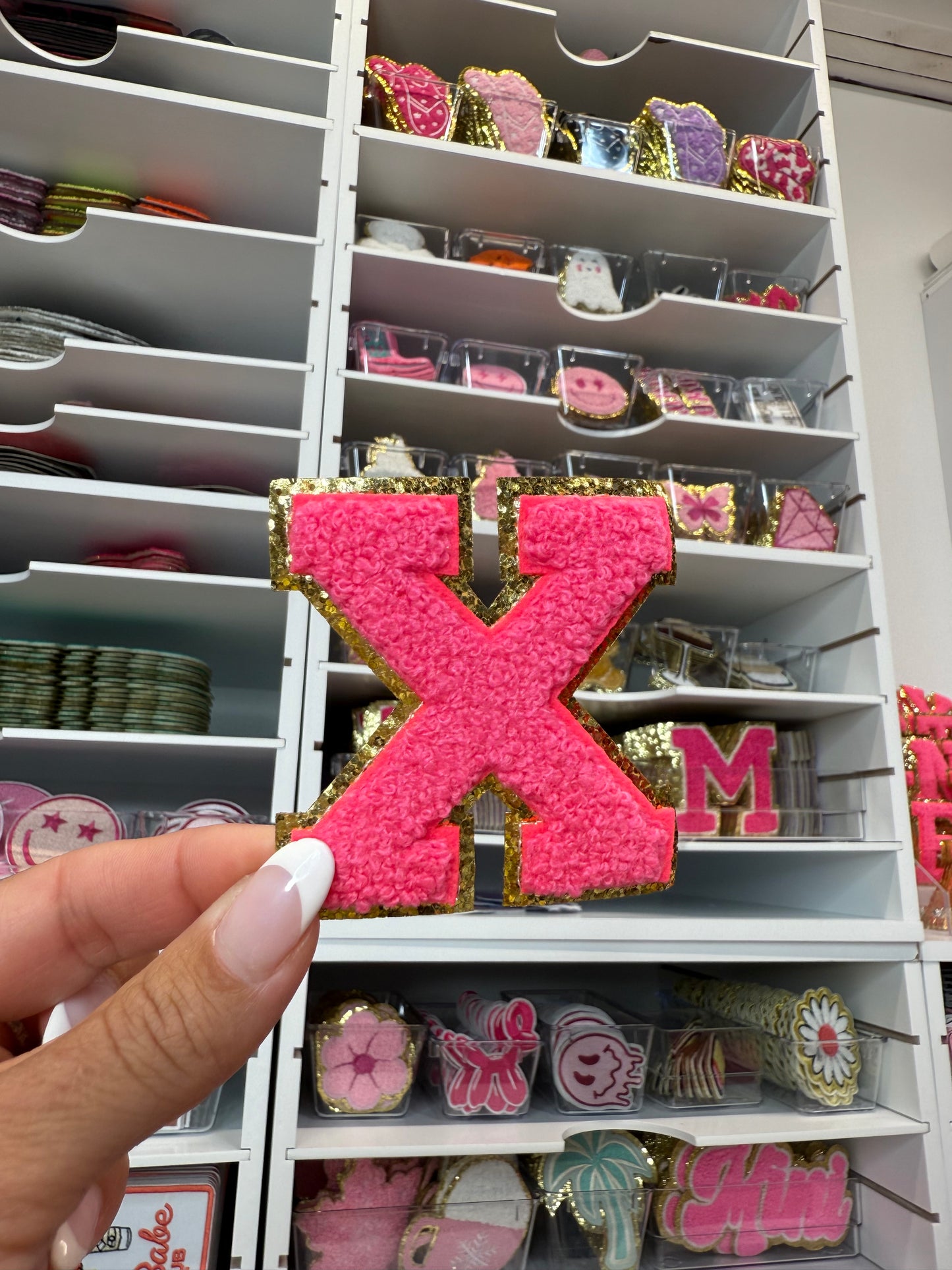 Hot Pink Chenille Letter Patches