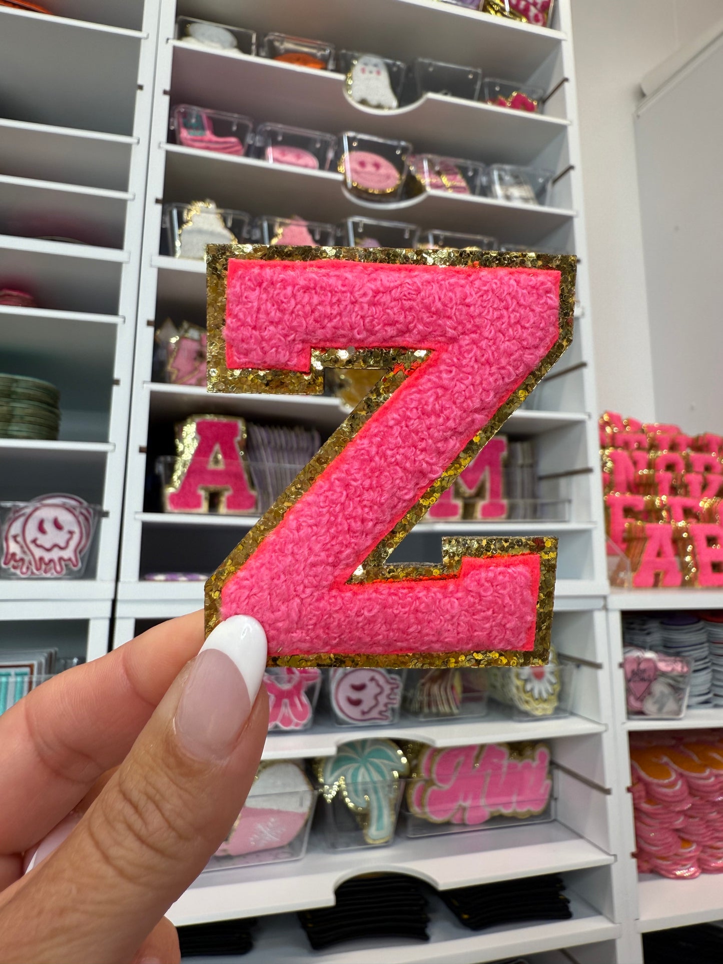 Hot Pink Chenille Letter Patches