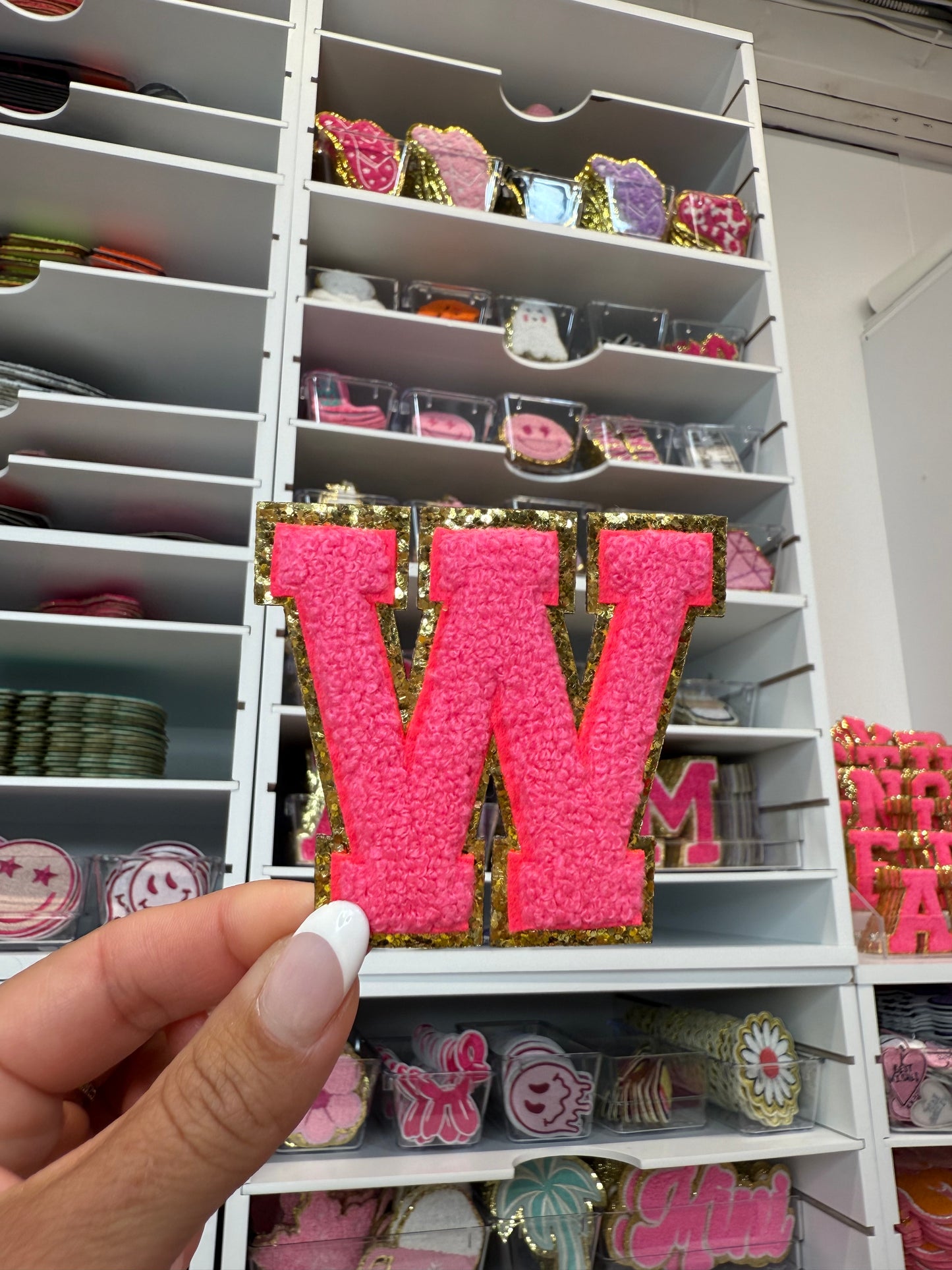 Hot Pink Chenille Letter Patches