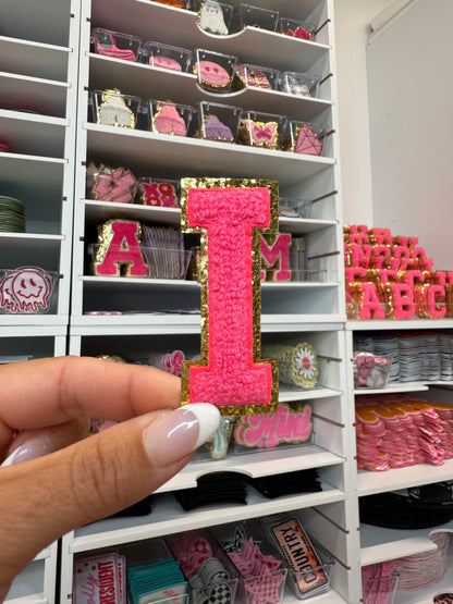 Hot Pink Chenille Letter Patches