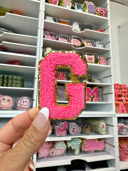 Hot Pink Chenille Letter Patches