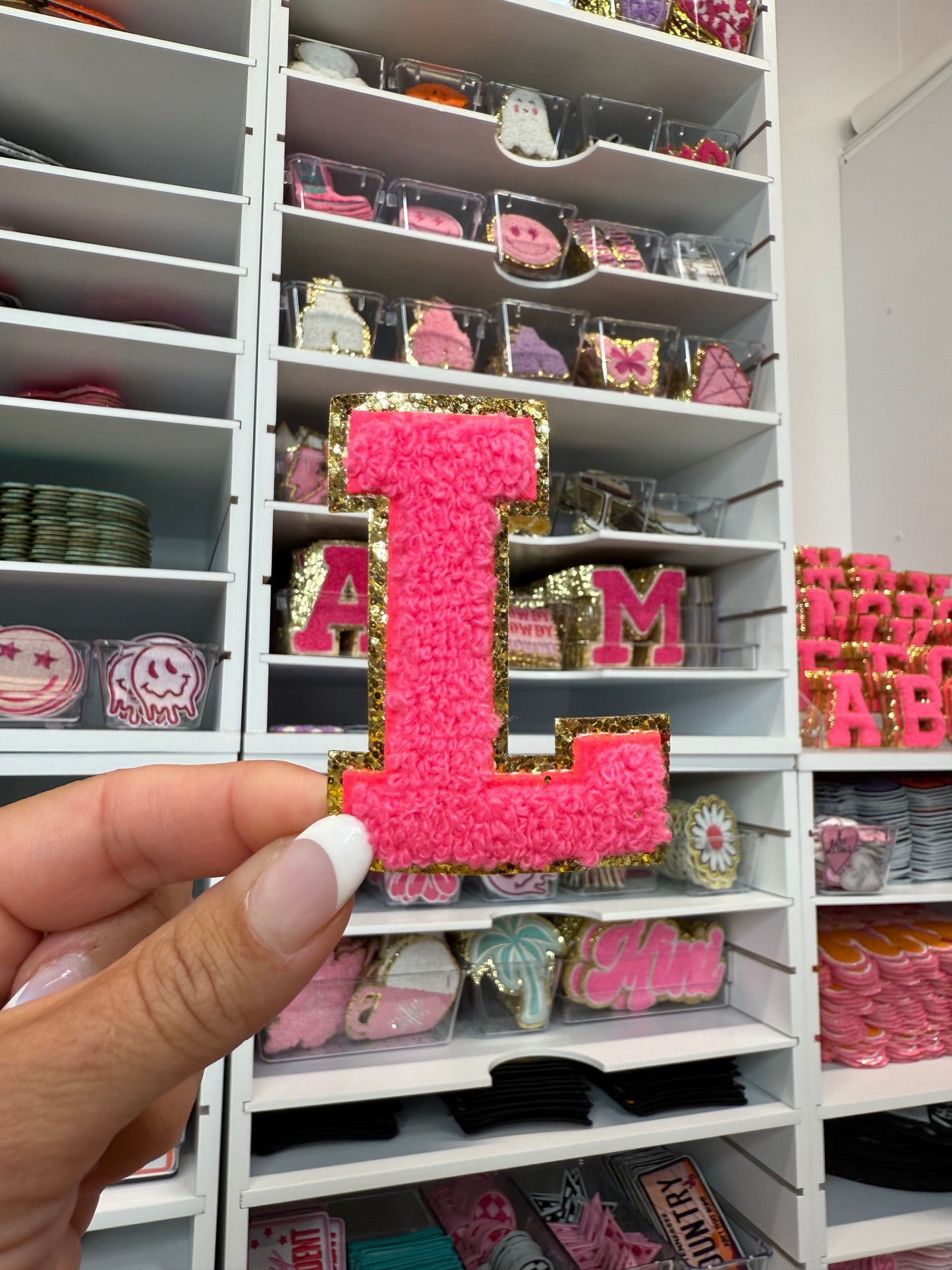 Hot Pink Chenille Letter Patches