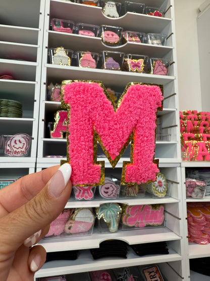 Hot Pink Chenille Letter Patches