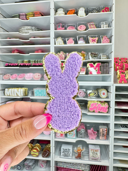 Purple Bunny Chenille Stick On Patch