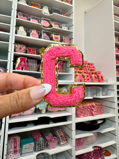 Hot Pink Chenille Letter Patches