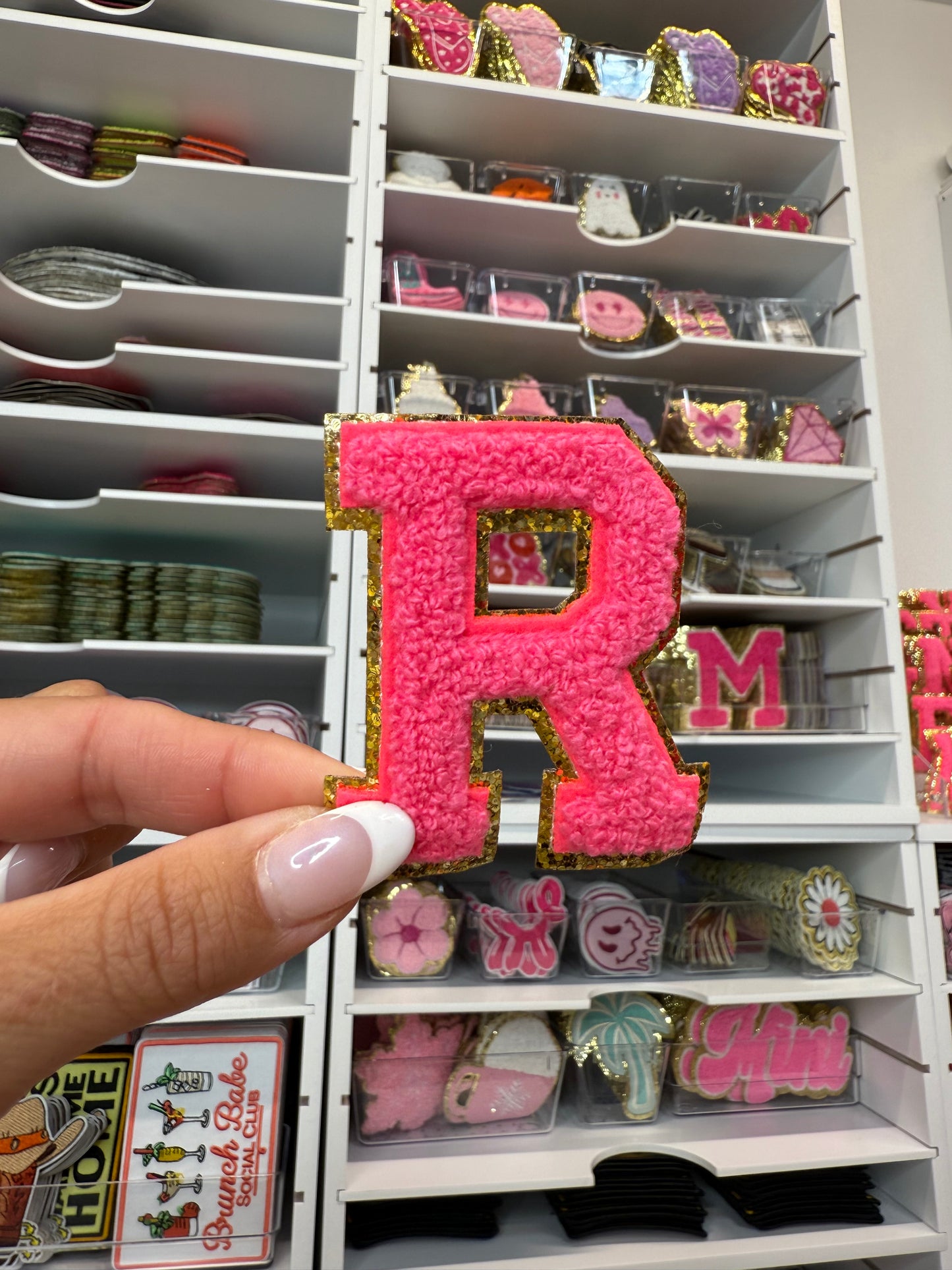 Hot Pink Chenille Letter Patches