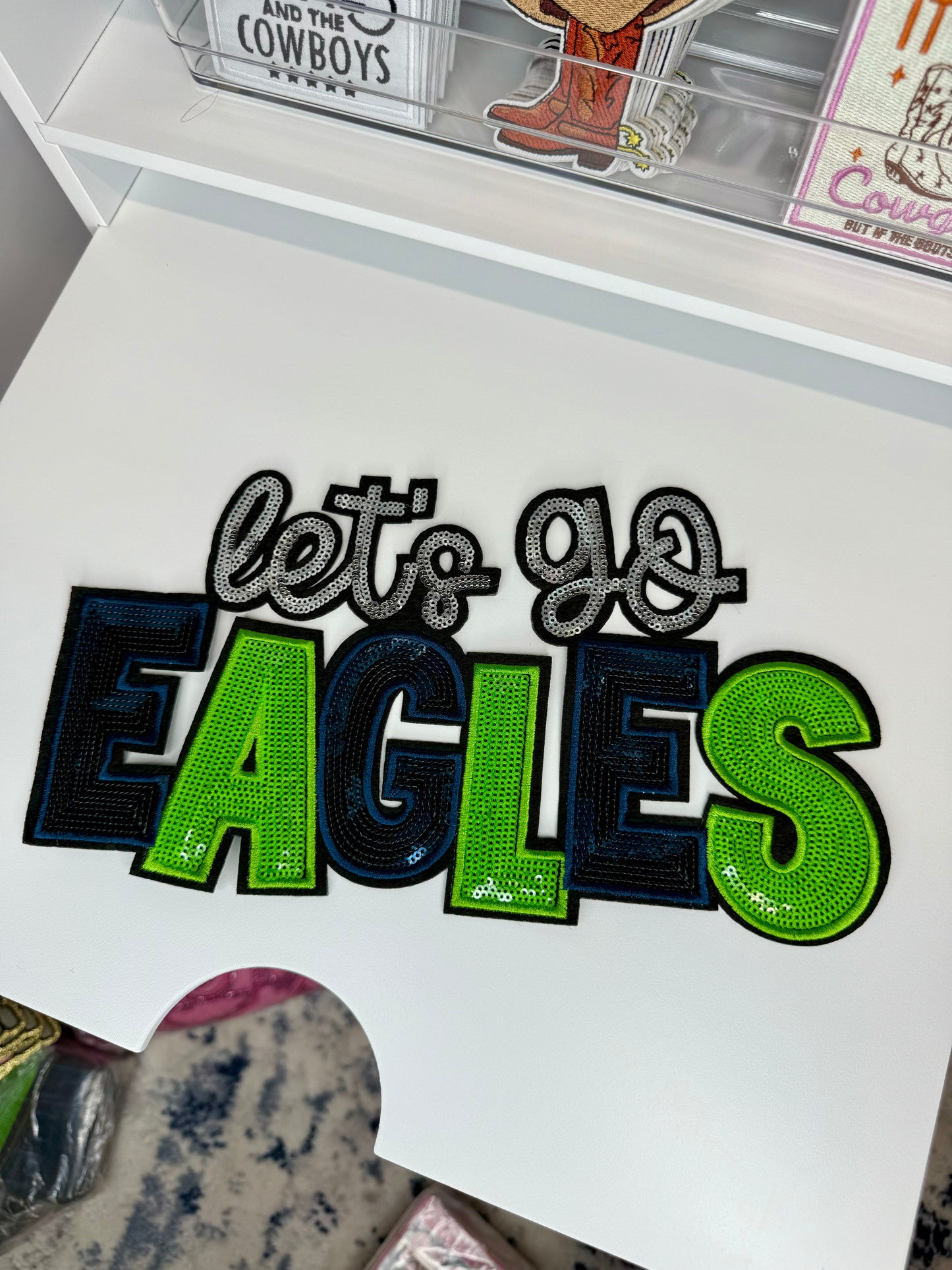 Let’s Go Eagles Sequin Patch