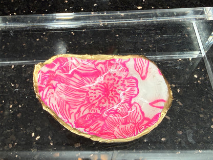 Pink and White Oyster Shell Ring Dish