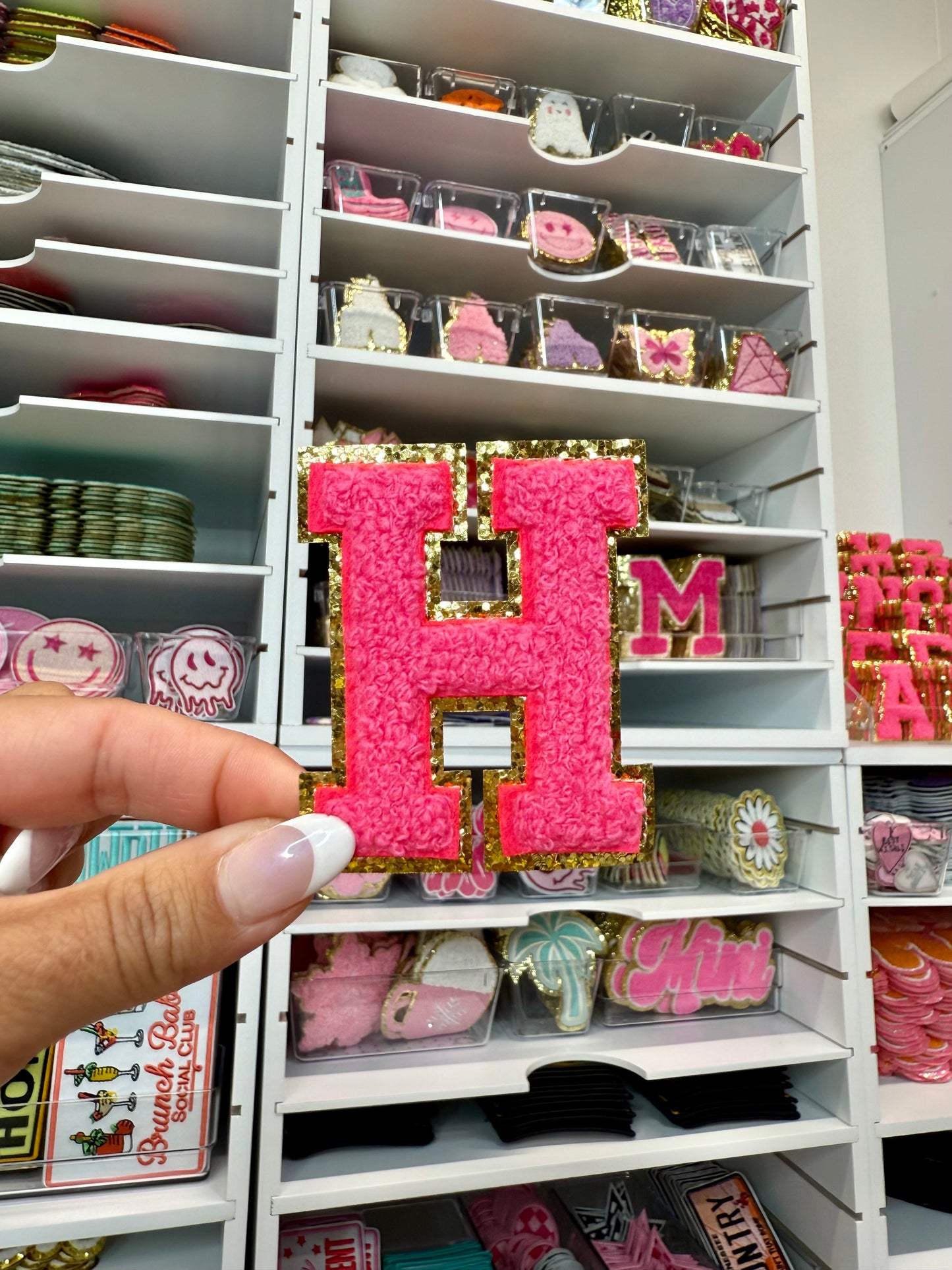 Hot Pink Chenille Letter Patches