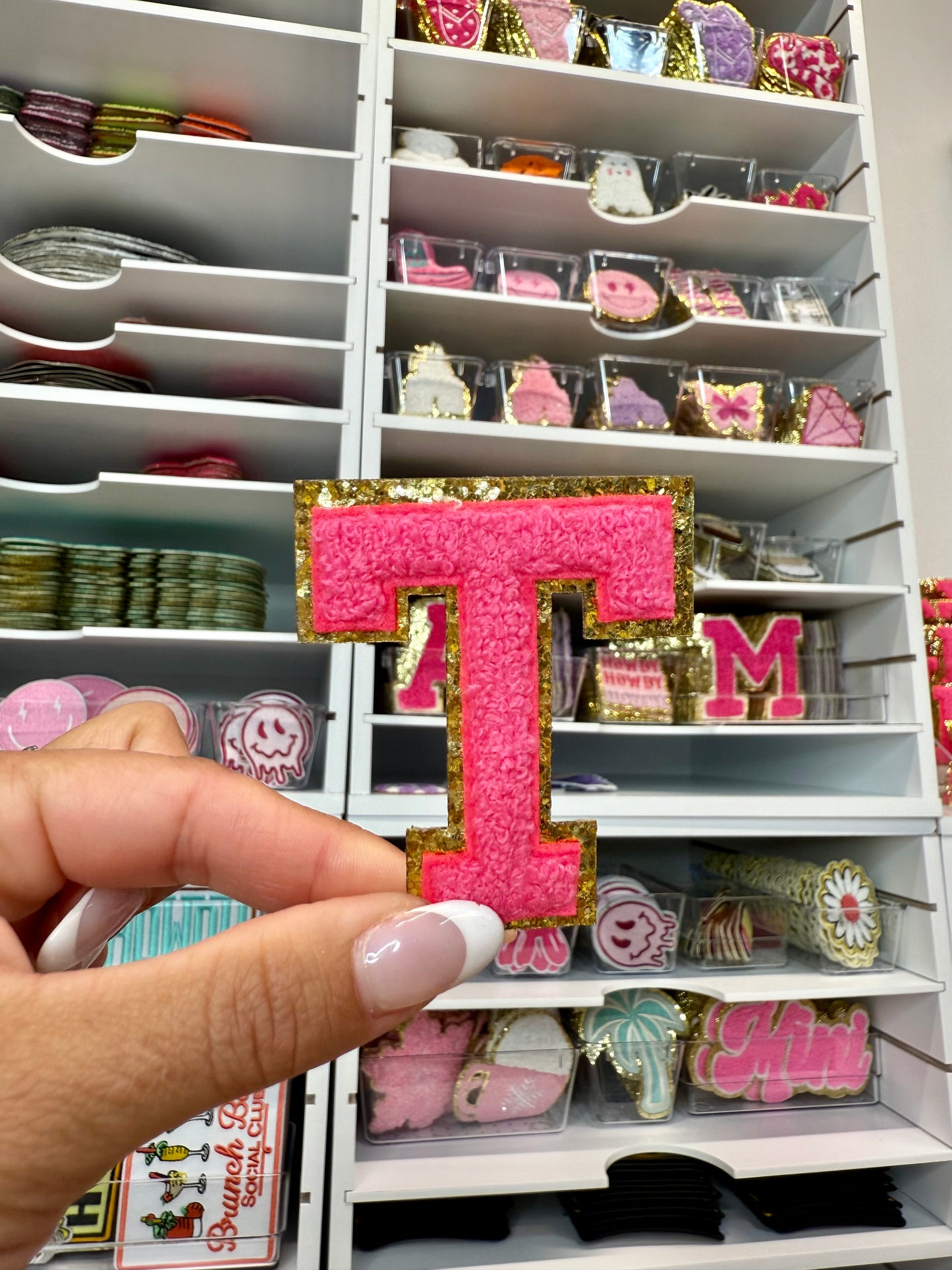 Hot Pink Chenille Letter Patches