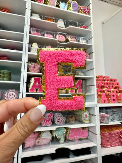 Hot Pink Chenille Letter Patches