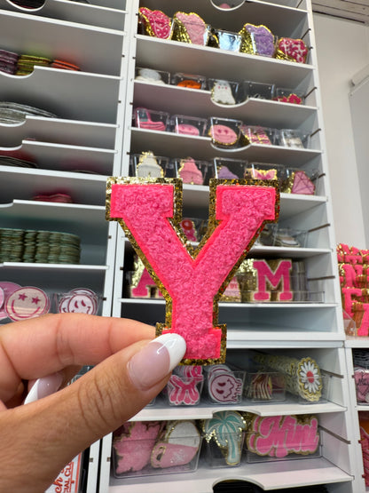 Hot Pink Chenille Letter Patches