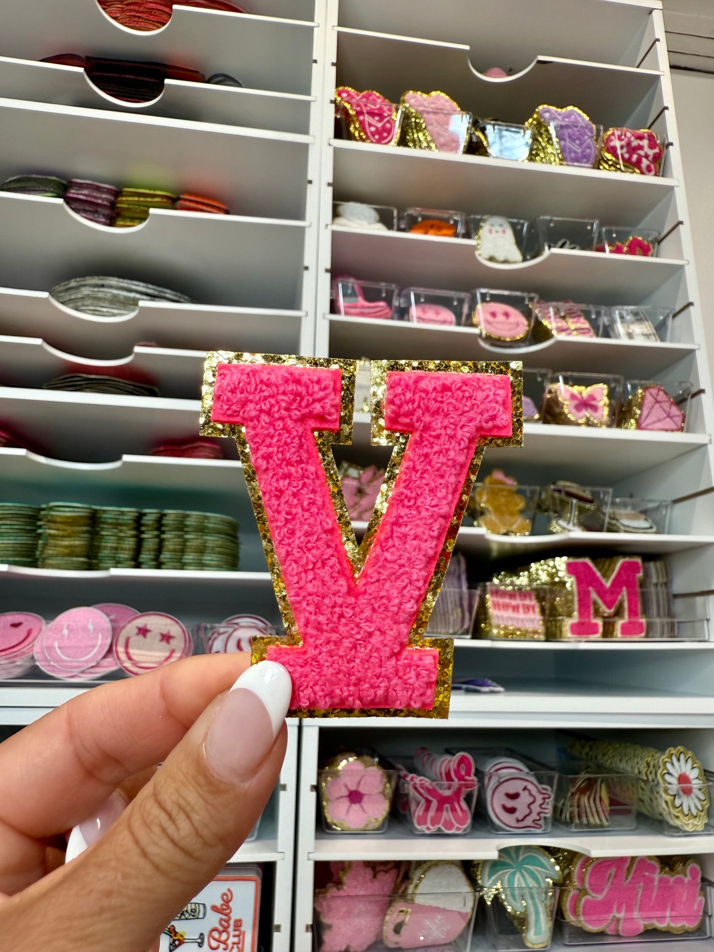 Hot Pink Chenille Letter Patches