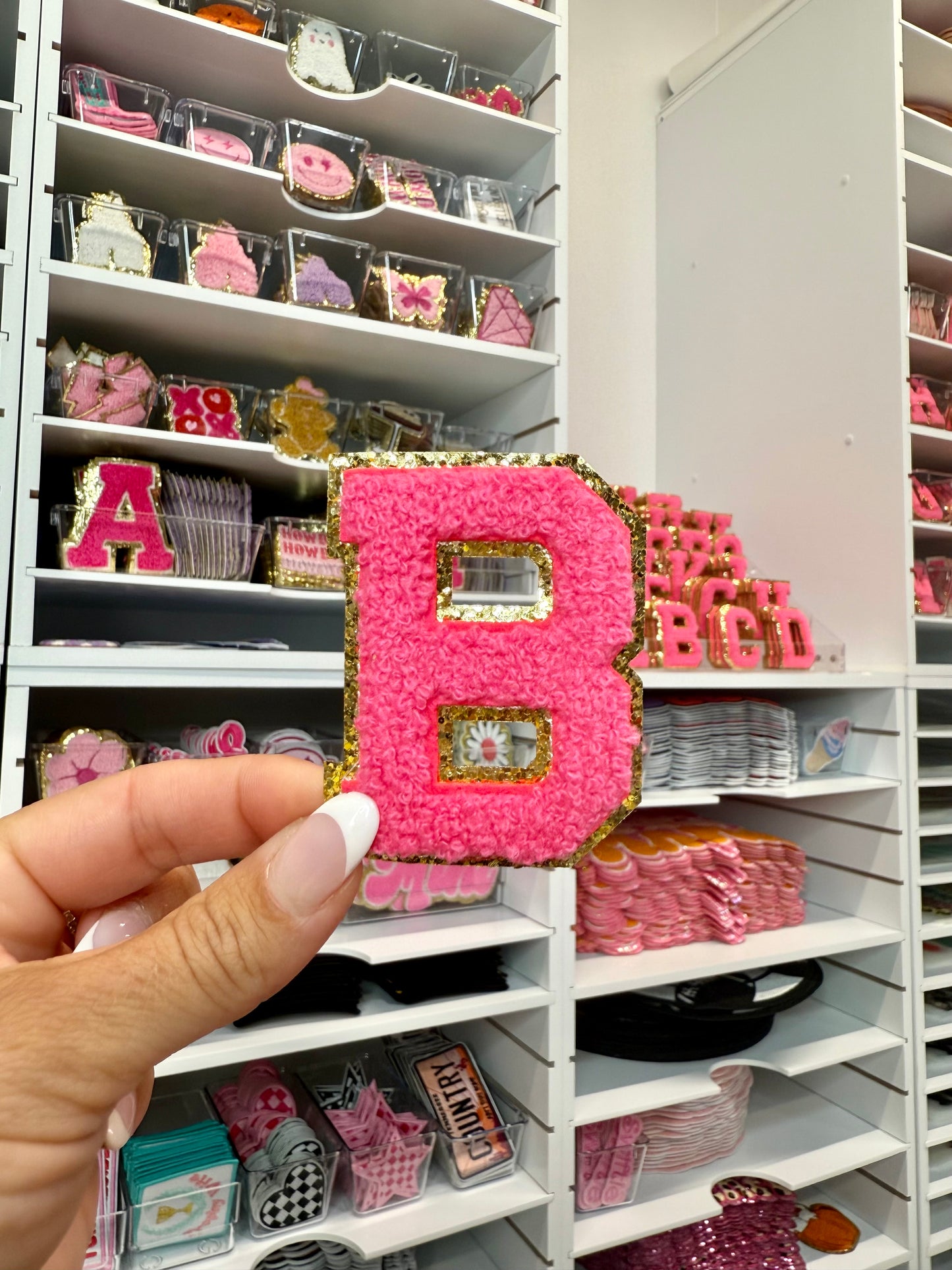 Hot Pink Chenille Letter Patches