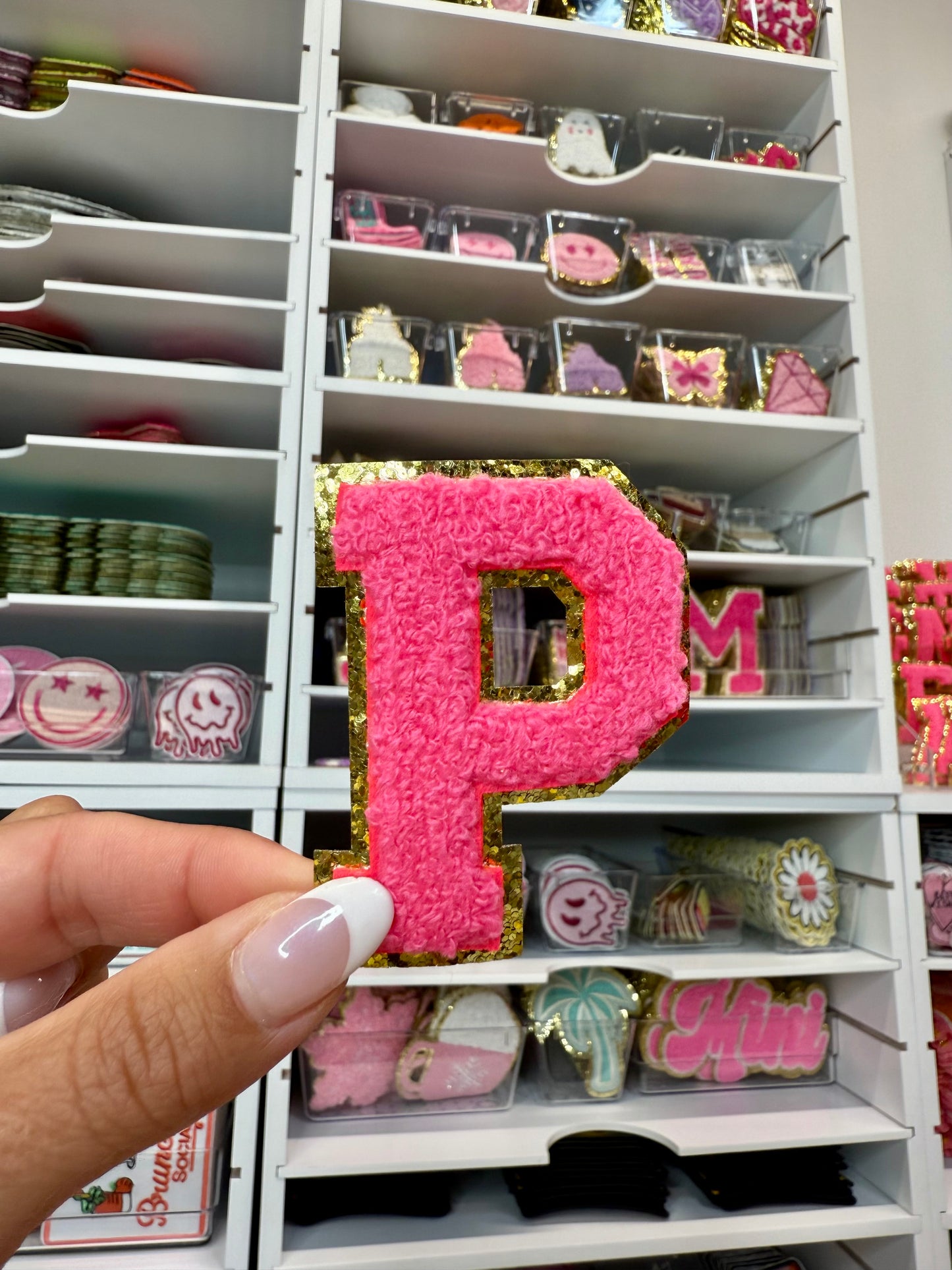 Hot Pink Chenille Letter Patches